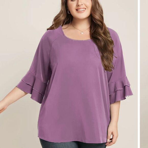 NWT BloomChic Ruffle sleeve top - Picture 2 of 9